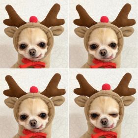 Chrimas Dog Winter Warm Clothing Cute Plush Coat Hoodies Pet Costume Jacket For Puppy Cat French Bulldog Chihuahua Small Dog Clothing (Color: Coffee, size: L)
