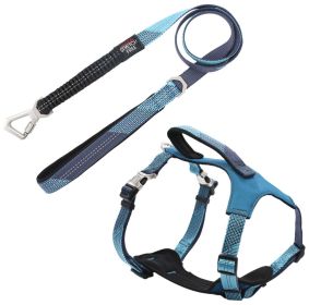 Pet Life 'Geo-prene' 2-in-1 Shock Absorbing Neoprene Padded Reflective Dog Leash and Harness (Color: Blue)