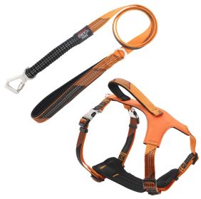 Pet Life 'Geo-prene' 2-in-1 Shock Absorbing Neoprene Padded Reflective Dog Leash and Harness (Color: Orange)