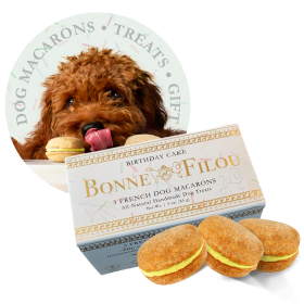 Dog Macarons - Count of 3 (Dog Treats | Dog Gifts) (Flavor: Birthday Cake)